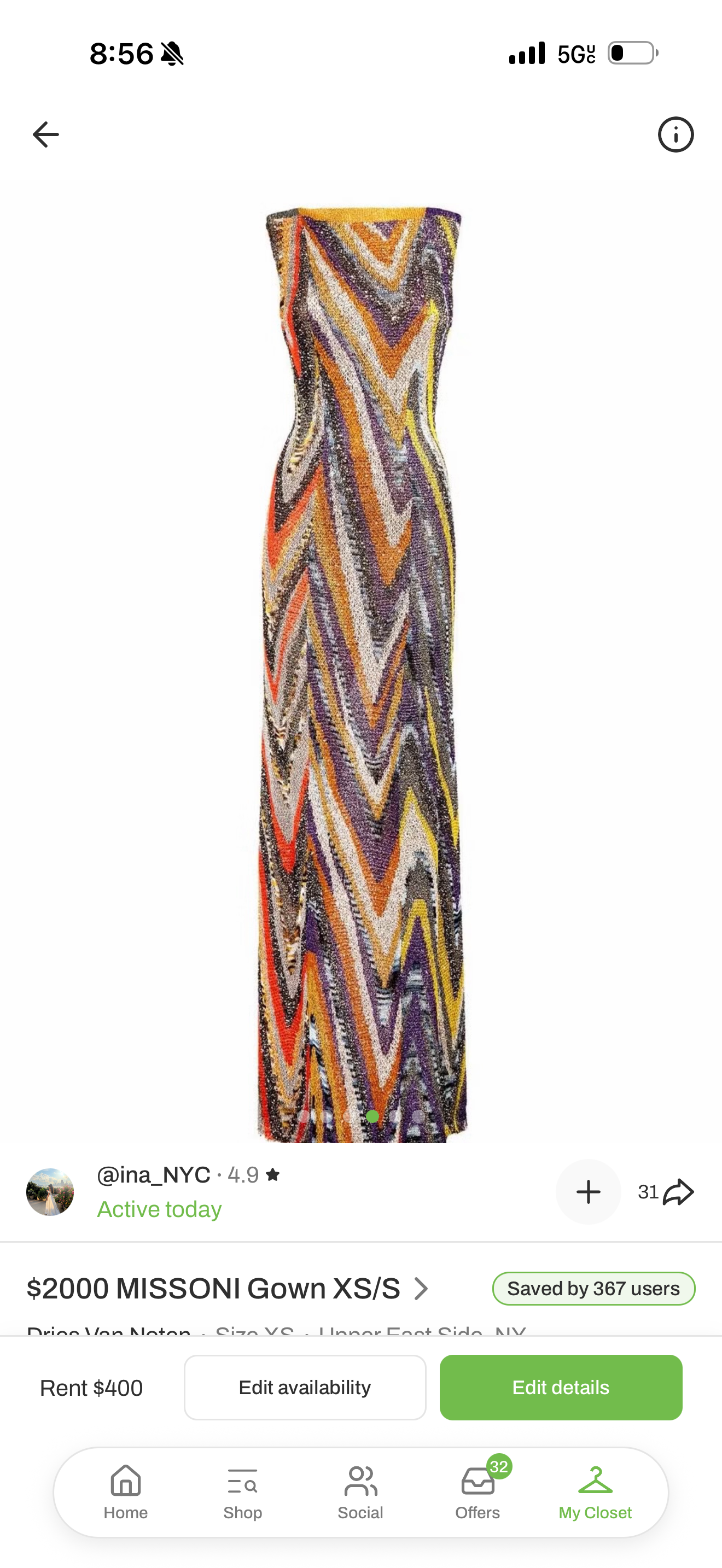 Missoni Multicolor Crew Neck Maxi Dress For Women Online India At Darveys.com, photo 4 of 4