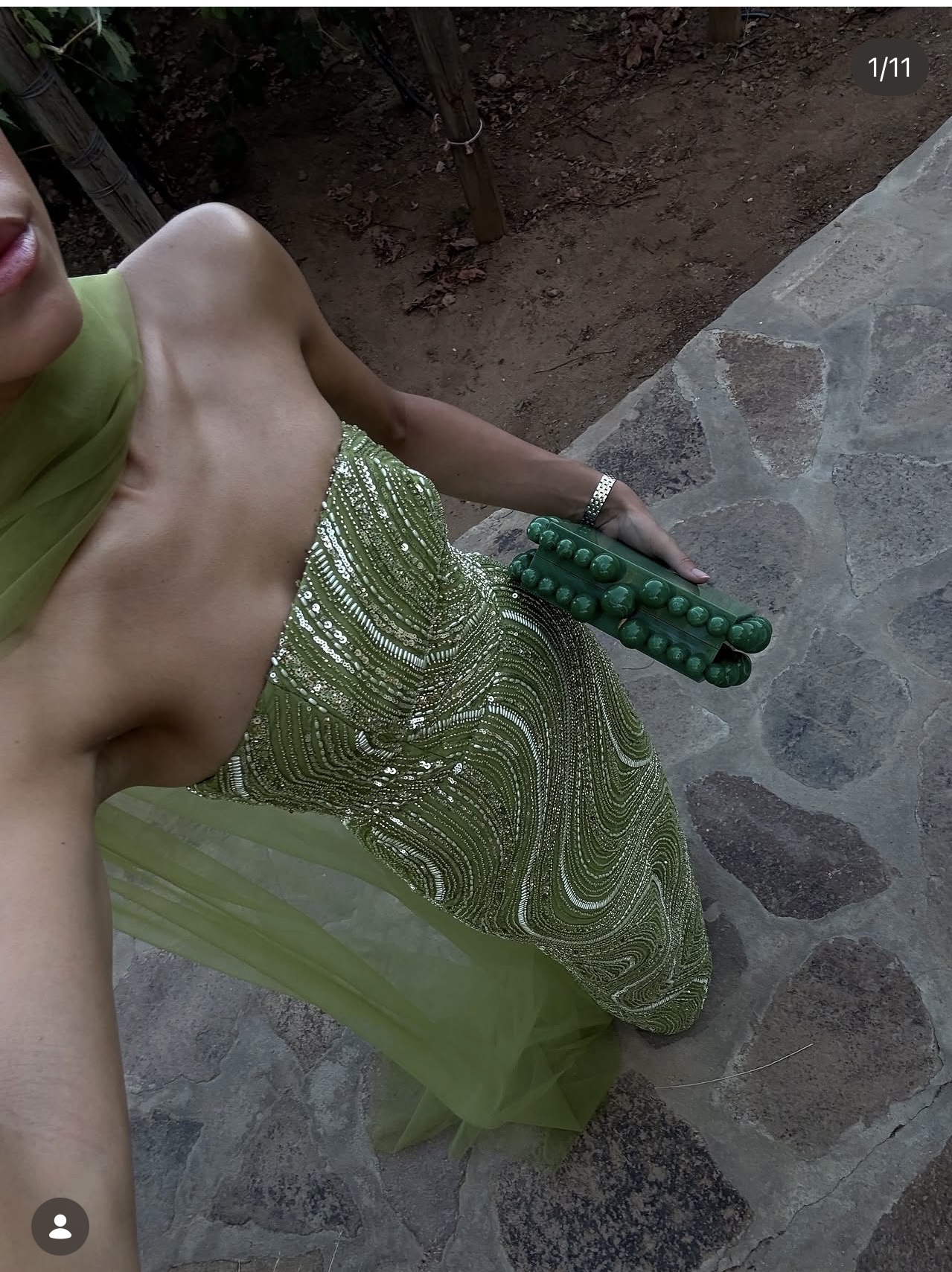 Lime Green Sequin Gown, photo 3 of 5