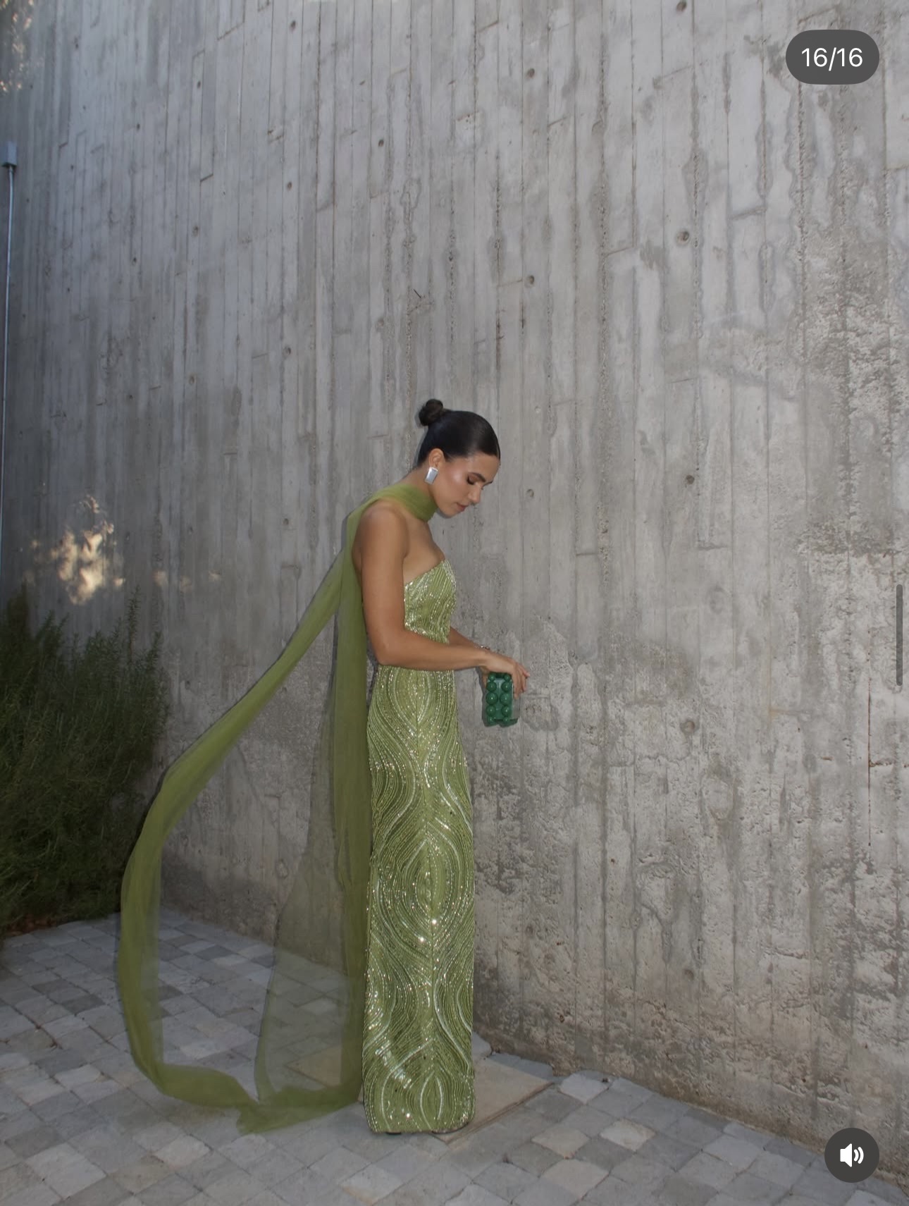 Lime Green Sequin Gown, photo 2 of 5